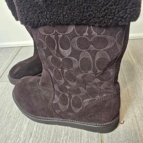 Coach Kally Winter Boots Brown Suede & Shearling Uppers Size 7.5 - Picture 2 of 6